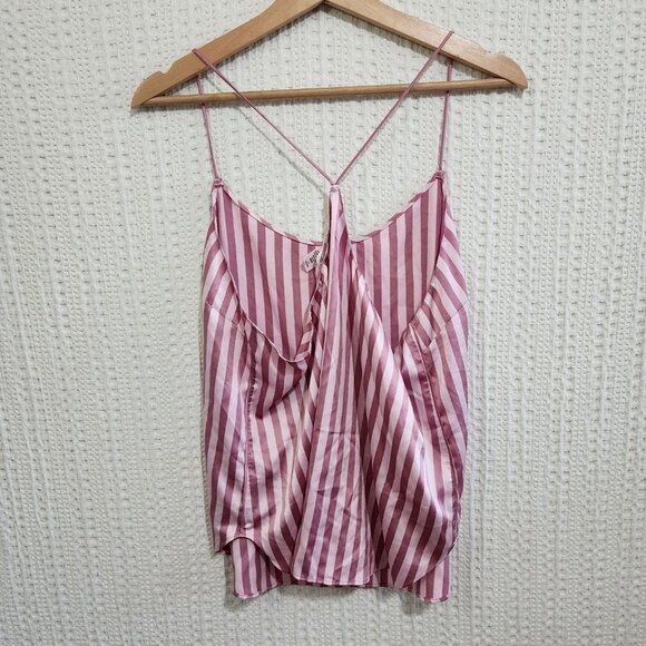 Victoria's Secret Pink Stripe Silky Satin Cami Tank Top Women's Size Large - Picture 2 of 11